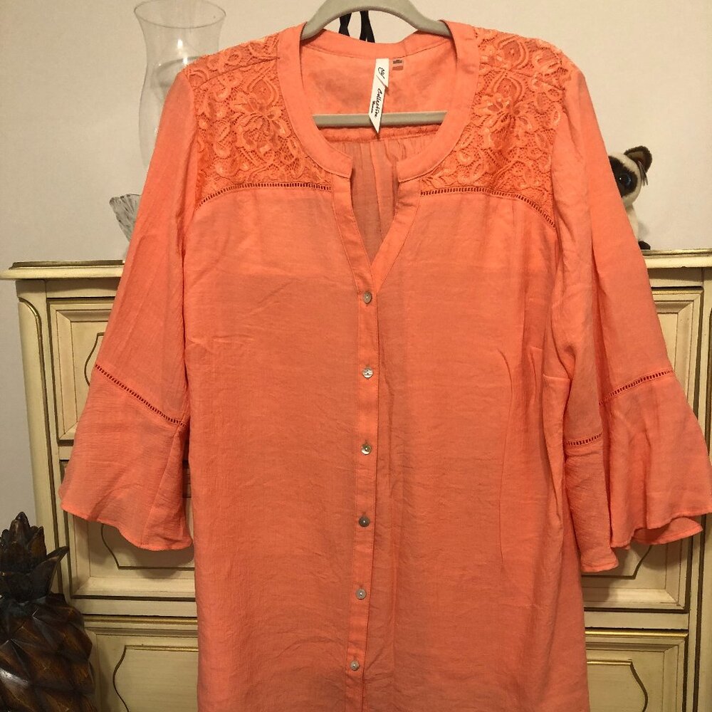 NY Collection Coral Top - size 2X
